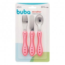 Kit Talher Infantil Estrelinha 3 Peças Rosa - BUBA